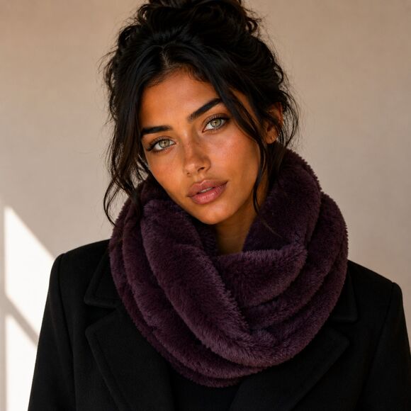 Cyn Cyn Design Accessories - Infinity Scarf Purple New Faux Fur Plush Cozy Loop Cyn Cyn Design NWT